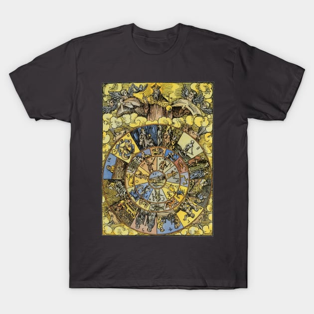 Vintage Astrology, Renaissance Zodiac Wheel, 1555 T-Shirt by MasterpieceCafe